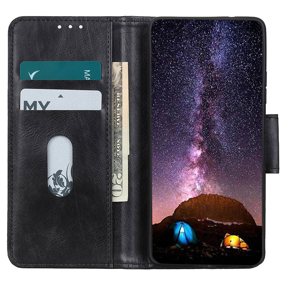 Phone Case for Xiaomi Poco C55 4G / Redmi 11A 4G / 12C 4G Crazy Horse Texture PU Leather Stand Wallet Cover