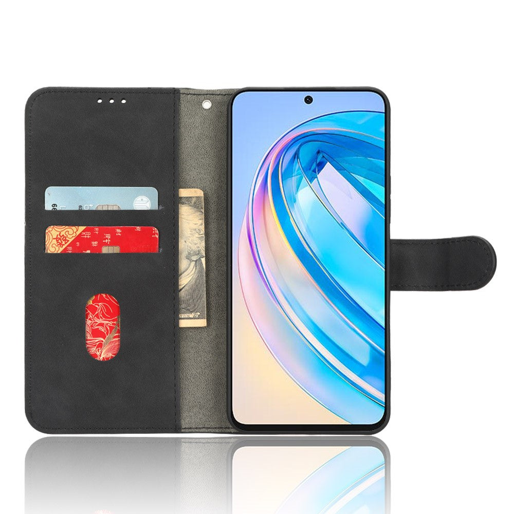 For Honor X8a 4G Hudvenligt PU-læder telefoncover med stander, beskyttende telefonpung-cover