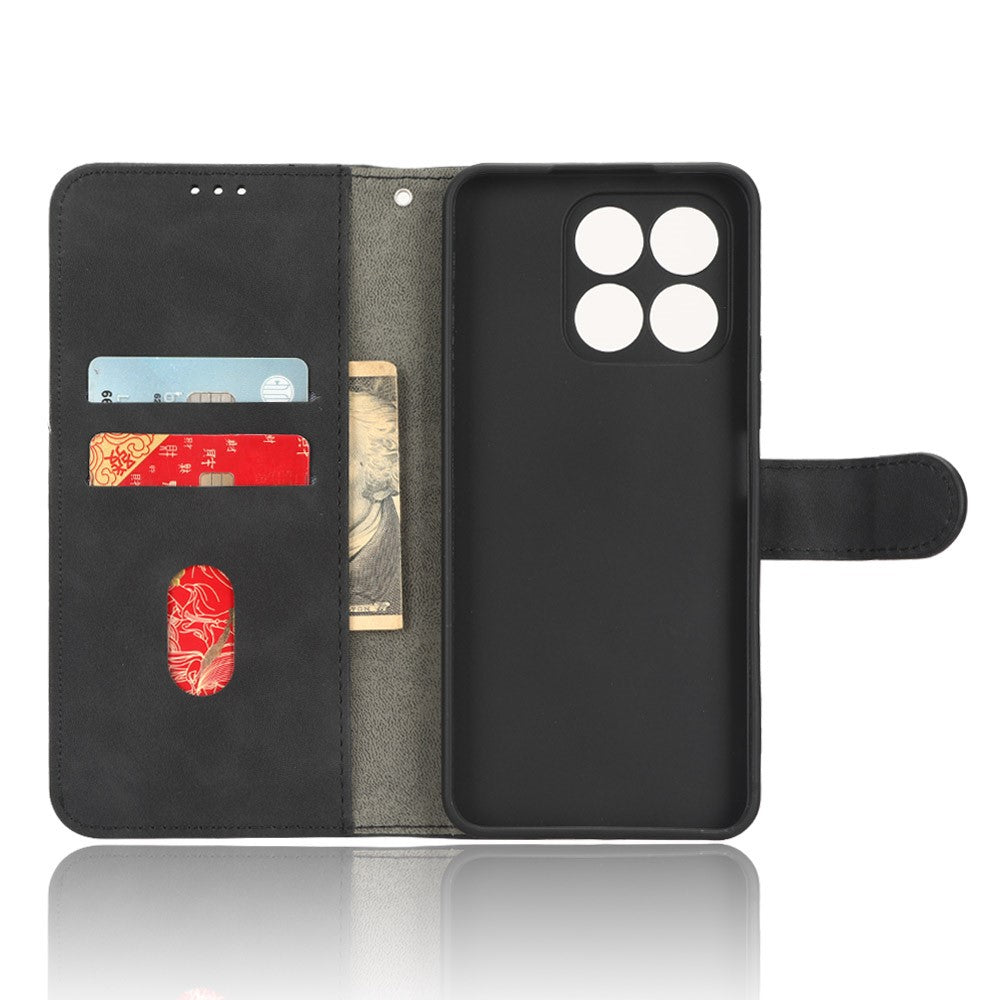 For Honor X8a 4G Hudvenligt PU-læder telefoncover med stander, beskyttende telefonpung-cover