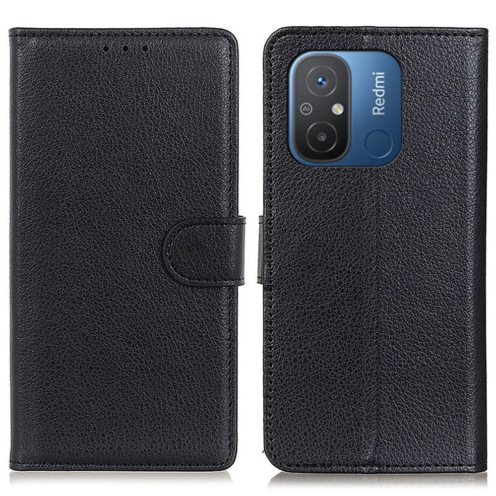 For Xiaomi Poco C55 4G / Redmi 11A 4G / 12C 4G Litchi Texture Leather Case Wallet Phone Stand Cover