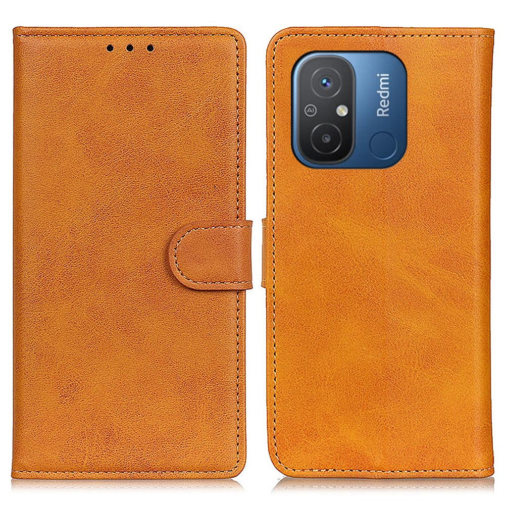 For Xiaomi Poco C55 4G / Redmi 11A 4G / 12C 4G Phone Case Wallet Stand Cowhide Texture PU Leather Cover