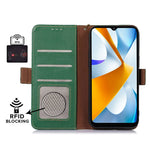 For Xiaomi Poco C55 4G / Redmi 11A 4G / Redmi 12C 4G Genuine Leather Phone Case RFID Blocking Wallet Phone Stand Cover