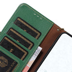 For Xiaomi Poco C55 4G / Redmi 11A 4G / Redmi 12C 4G Genuine Leather Phone Case RFID Blocking Wallet Phone Stand Cover