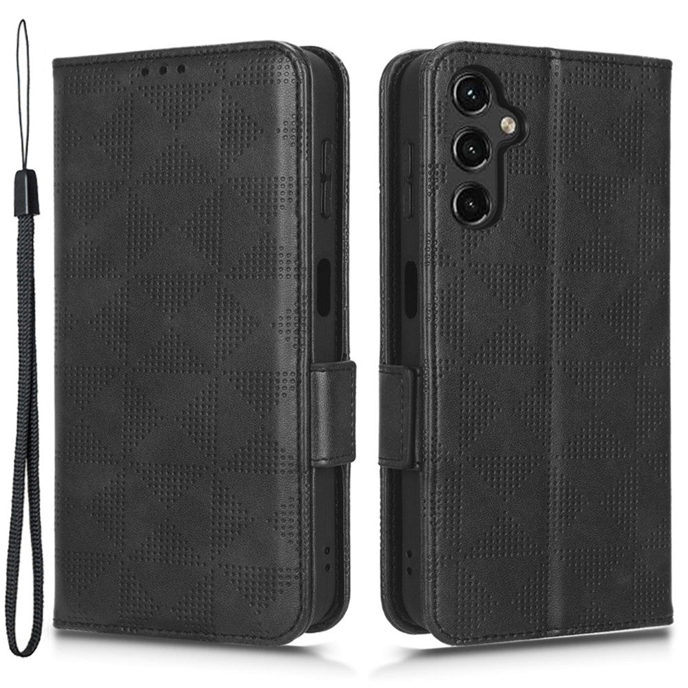 Mobilskal med tryckt triangelmönster för Samsung Galaxy A14 5G / A14 4G i läder, plånboksfodral för mobil, stativ