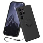 Cell Phone Case for Samsung Galaxy S23 Ultra Ring Kickstand Liquid Silicone Protective Phone Cover with Lanyard