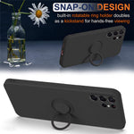Cell Phone Case for Samsung Galaxy S23 Ultra Ring Kickstand Liquid Silicone Protective Phone Cover with Lanyard
