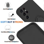 Cell Phone Case for Samsung Galaxy S23 Ultra Ring Kickstand Liquid Silicone Protective Phone Cover with Lanyard