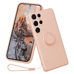 Cell Phone Case for Samsung Galaxy S23 Ultra Ring Kickstand Liquid Silicone Protective Phone Cover with Lanyard