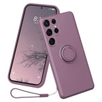 Cell Phone Case for Samsung Galaxy S23 Ultra Ring Kickstand Liquid Silicone Protective Phone Cover with Lanyard