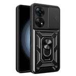 Til Oppo Reno8 T 4G Anti-fald Mobiltelefoncover Støtteben med Skydbart Kameralinsecover