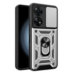Til Oppo Reno8 T 4G Anti-fald Mobiltelefoncover Støtteben med Skydbart Kameralinsecover