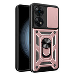 Til Oppo Reno8 T 4G Anti-fald Mobiltelefoncover Støtteben med Skydbart Kameralinsecover
