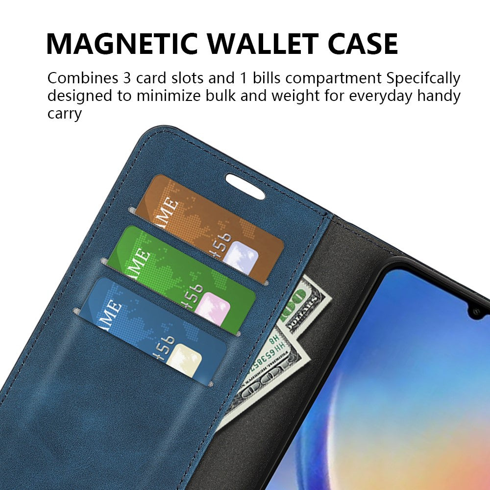 For Samsung Galaxy A34 5G Skin-touch Wallet Case PU Leather Flip Stand Phone Cover