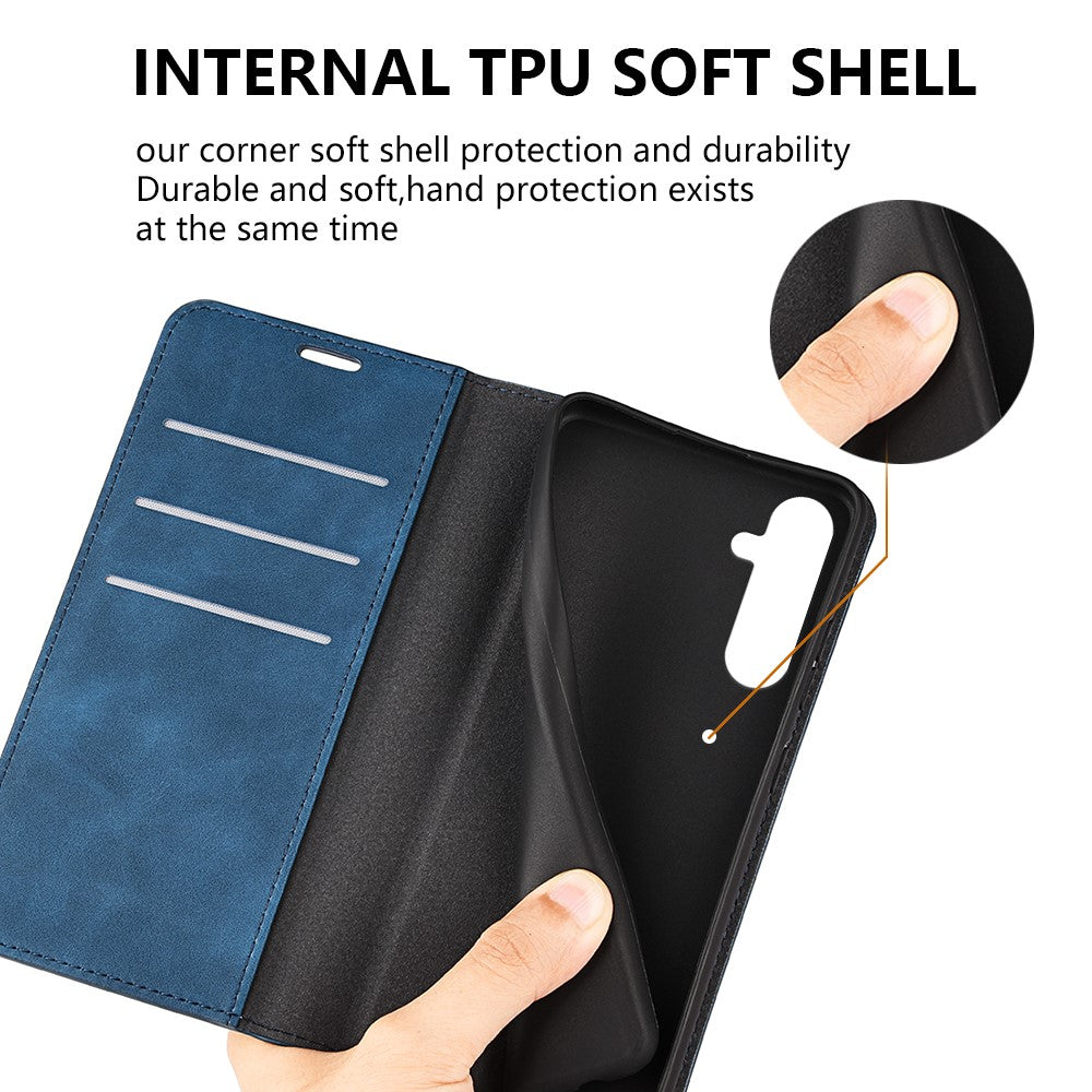For Samsung Galaxy A34 5G Skin-touch Wallet Case PU Leather Flip Stand Phone Cover