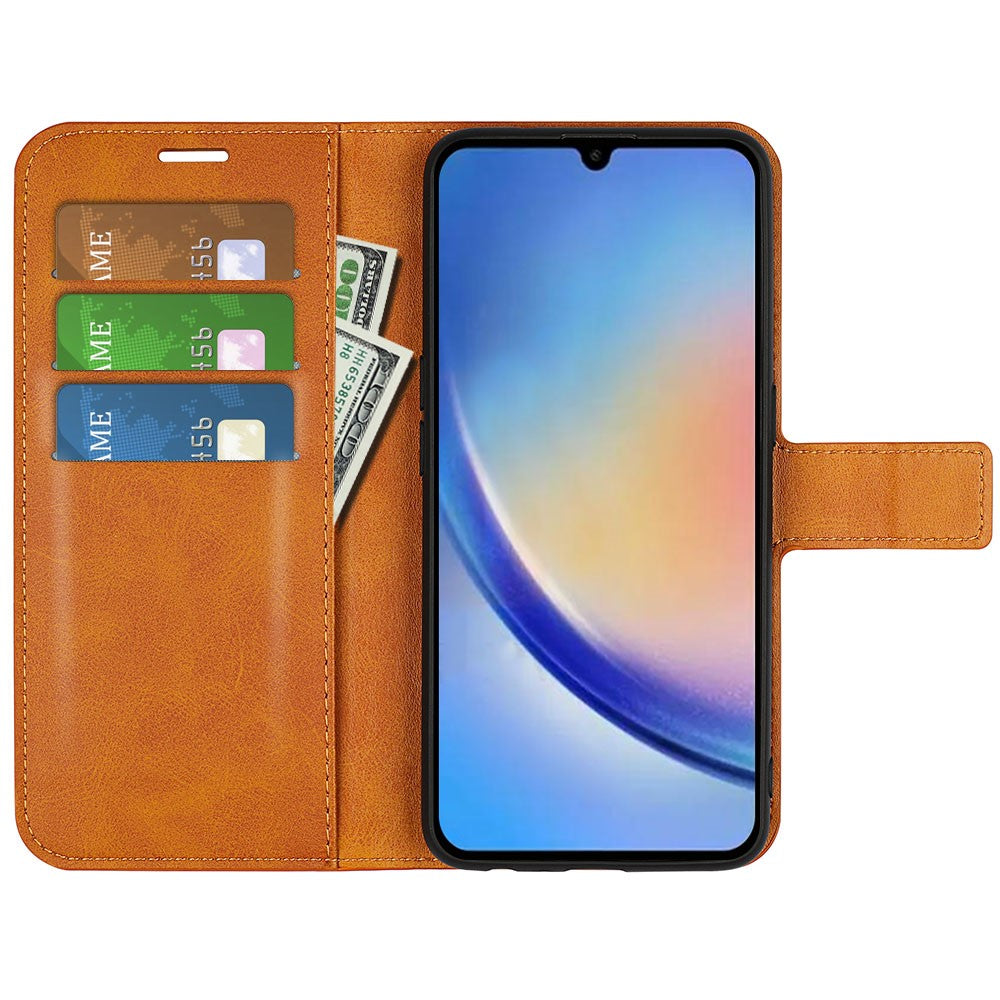 Til Samsung Galaxy A34 5G Folio Flip Telefoncover Kalvetekstur Standpungcover