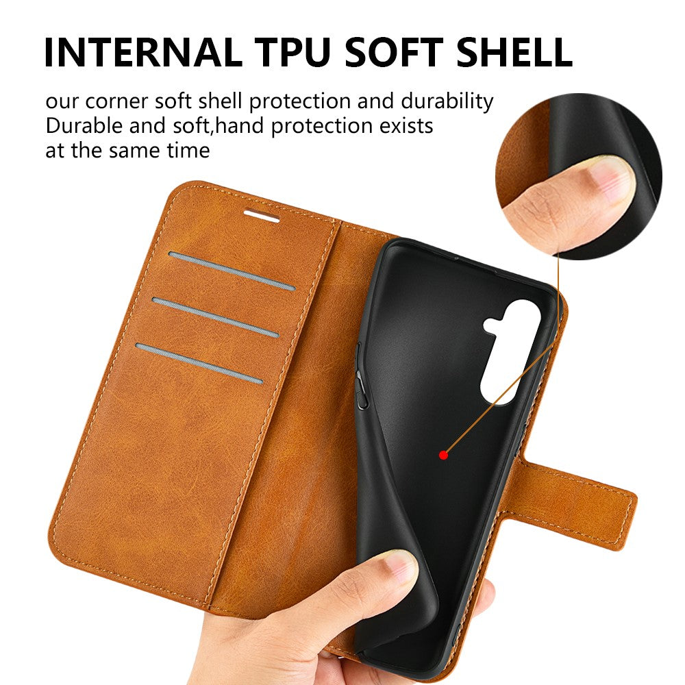 Til Samsung Galaxy A34 5G Folio Flip Telefoncover Kalvetekstur Standpungcover