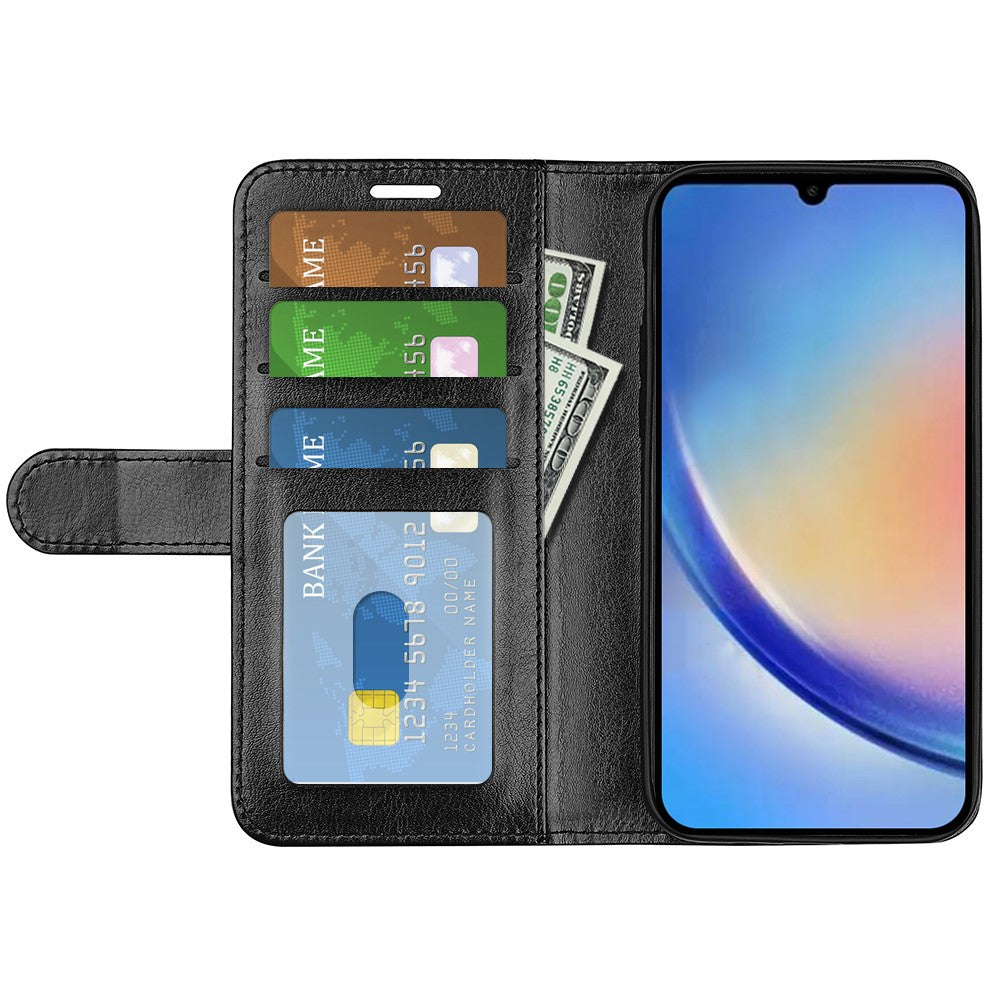 Til Samsung Galaxy A34 5G Crazy Horse Texture Cover Læderpung Stativ Folio Flip Cover