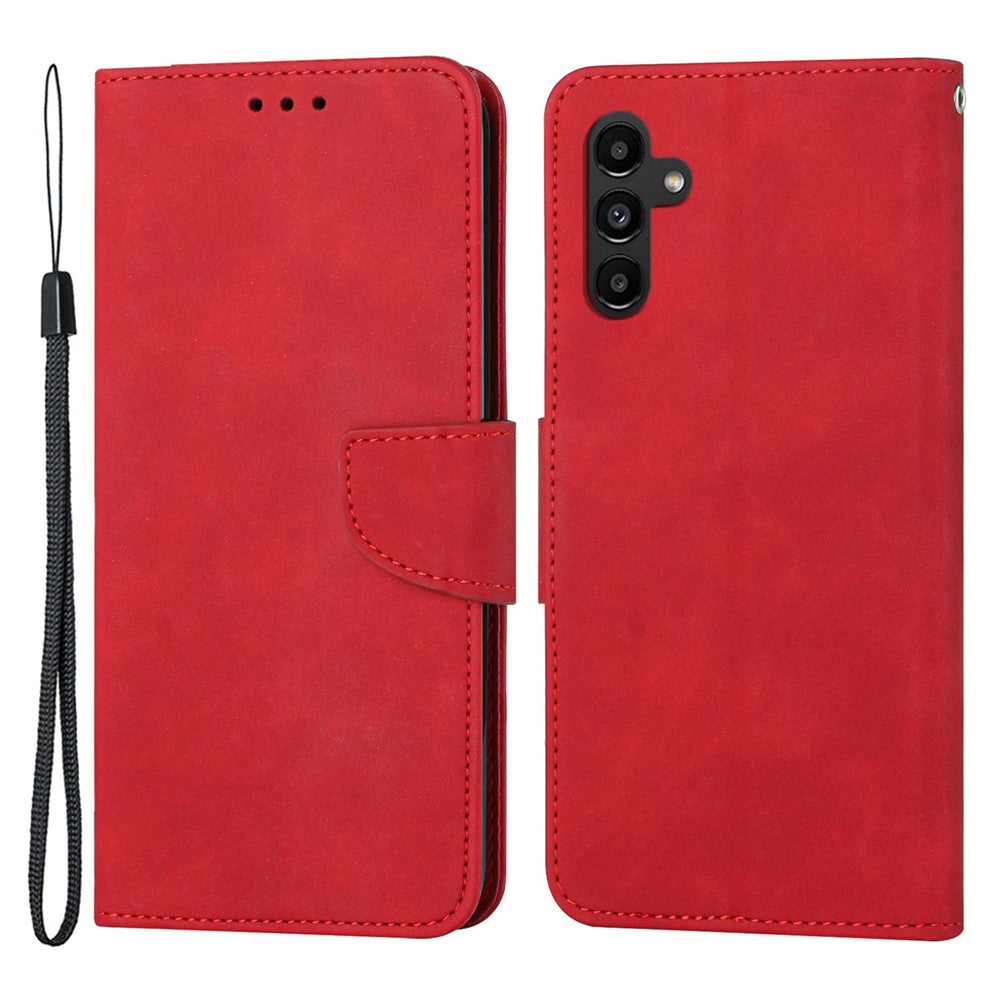 For Samsung Galaxy A24 4G (162.1 x 77.6 x 8.3mm) Solid Color Protective Flip Phone Case Wallet Stand Leather Cell Phone Cover