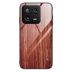 For Xiaomi 13 Pro 5G Wooden Pattern Phone Case Tempered Glass + TPU Shockproof Phone Cover