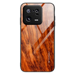 For Xiaomi 13 Pro 5G Wooden Pattern Phone Case Tempered Glass + TPU Shockproof Phone Cover
