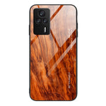 Protective Phone Case For Xiaomi Redmi K60E 5G Wooden Pattern Tempered Glass + TPU Phone Cover
