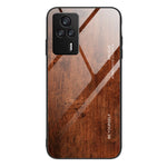 Protective Phone Case For Xiaomi Redmi K60E 5G Wooden Pattern Tempered Glass + TPU Phone Cover