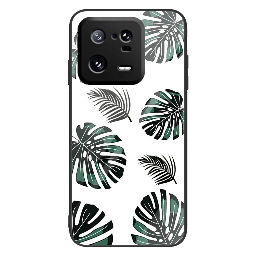 For Xiaomi 13 Pro 5G Cell Phone Case Pattern Printing Tempered Glass+PC+TPU Protective Phone Cover