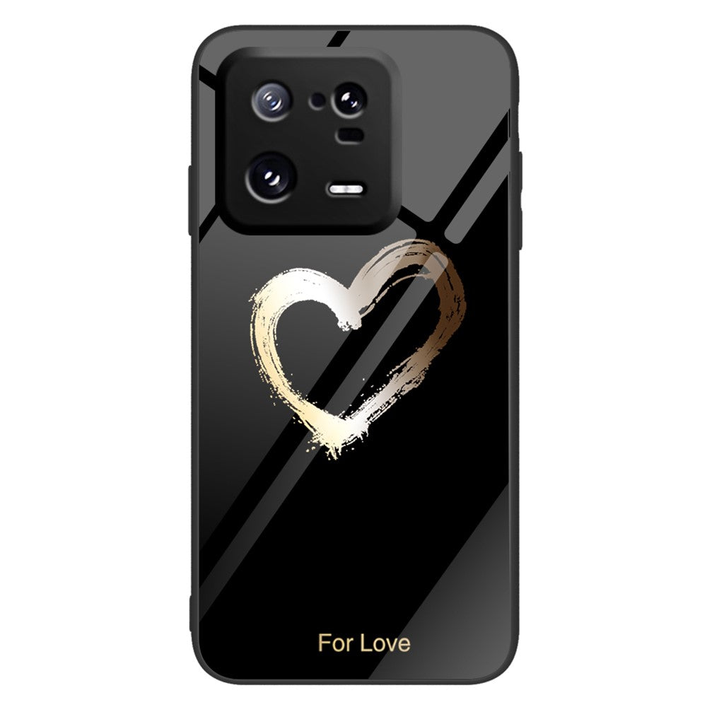 For Xiaomi 13 Pro 5G Cell Phone Case Pattern Printing Tempered Glass+PC+TPU Protective Phone Cover