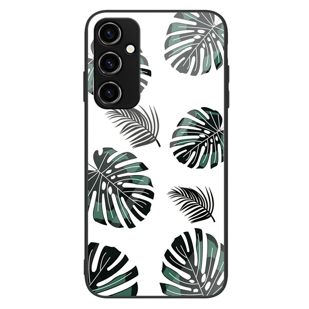 For Samsung Galaxy A34 5G Pattern Printing Phone Case Tempered Glass+PC+TPU Protective Phone Cover