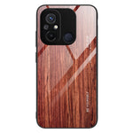 For Xiaomi Redmi 11A 4G / 12C 4G Wooden Pattern Drop-proof Phone Case Tempered Glass + TPU Protective Cover
