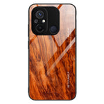 For Xiaomi Redmi 11A 4G / 12C 4G Wooden Pattern Drop-proof Phone Case Tempered Glass + TPU Protective Cover