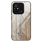 For Xiaomi Redmi 11A 4G / 12C 4G Wooden Pattern Drop-proof Phone Case Tempered Glass + TPU Protective Cover