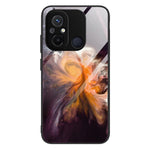 For Xiaomi Redmi 11A 4G / 12C 4G Phone Case Marble Pattern Tempered Glass + PC + TPU Protective Phone Cover