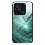 For Xiaomi Redmi 11A 4G / 12C 4G Phone Case Marble Pattern Tempered Glass + PC + TPU Protective Phone Cover
