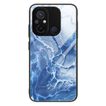 For Xiaomi Redmi 11A 4G / 12C 4G Phone Case Marble Pattern Tempered Glass + PC + TPU Protective Phone Cover