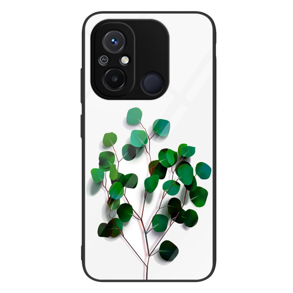 For Xiaomi Redmi 11A 4G / 12C 4G Tempered Glass+PC+TPU Phone Case Pattern Printing Smartphone Cover