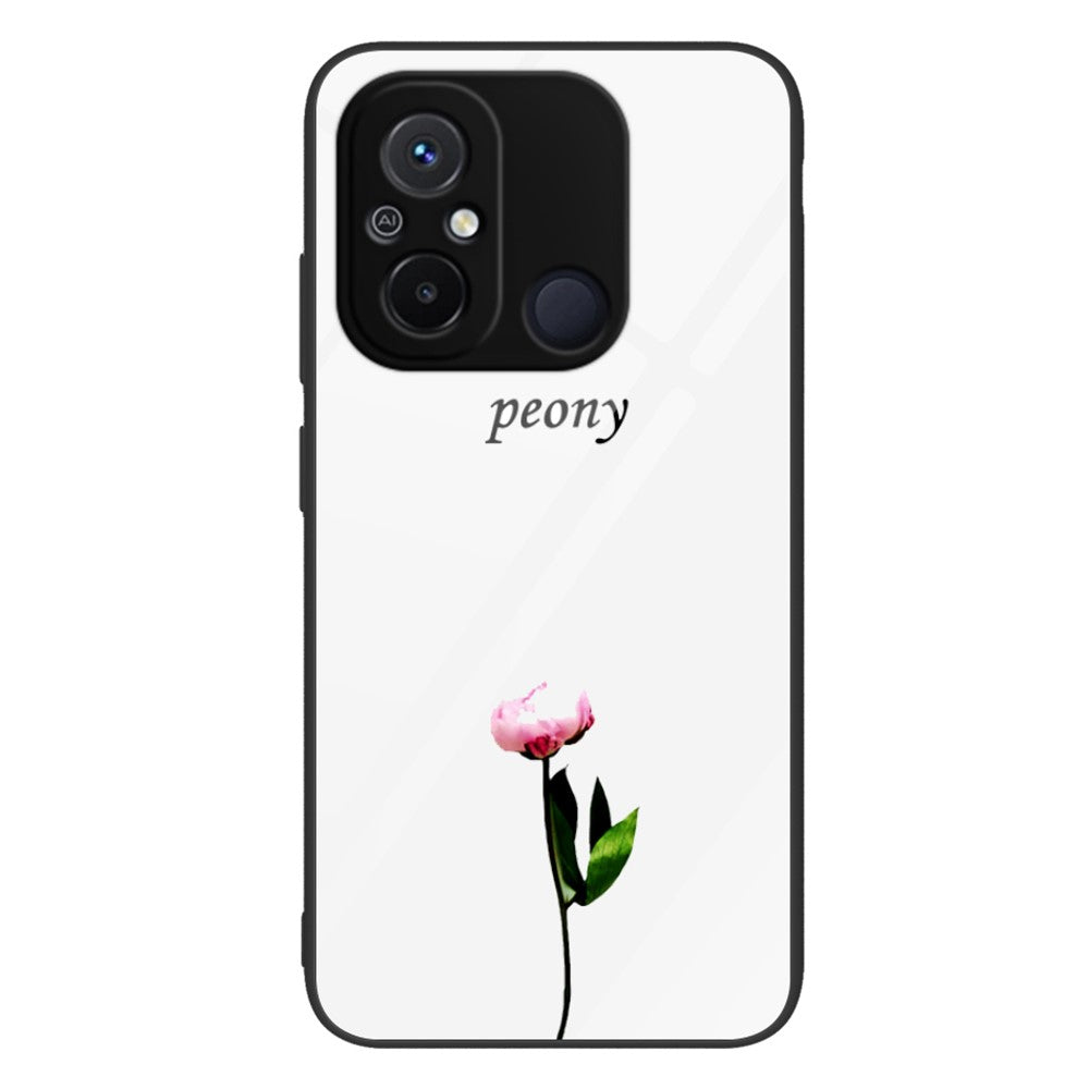 For Xiaomi Redmi 11A 4G / 12C 4G Tempered Glass+PC+TPU Phone Case Pattern Printing Smartphone Cover