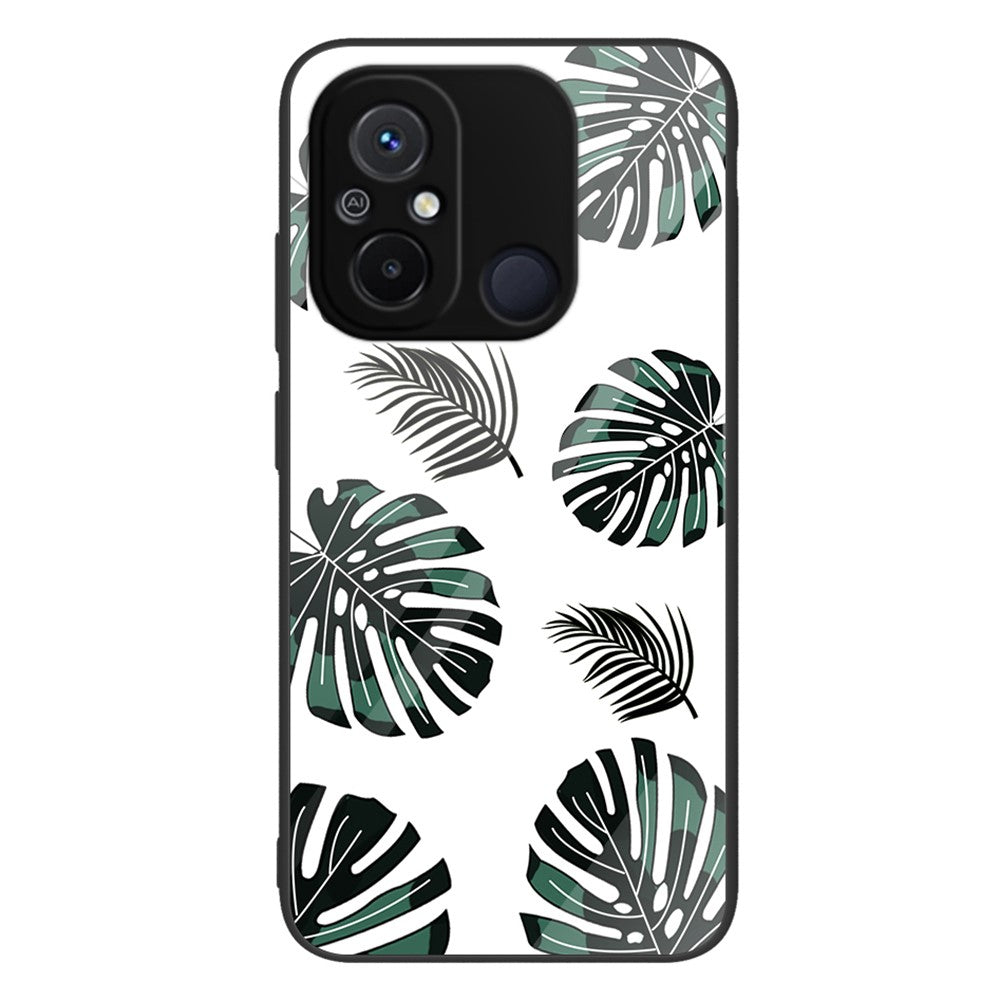For Xiaomi Redmi 11A 4G / 12C 4G Tempered Glass+PC+TPU Phone Case Pattern Printing Smartphone Cover