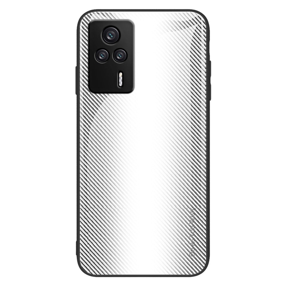 For Xiaomi Redmi K60E 5G Tempered Glass Soft TPU Phone Case Carbon Fiber Texture Slim Protective Cell Phone Cover
