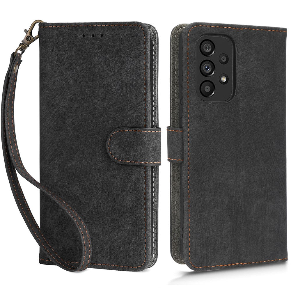 For Samsung Galaxy A53 5G Mobile Phone Case RFID Blocking Stand Wallet Leather Cover with Strap