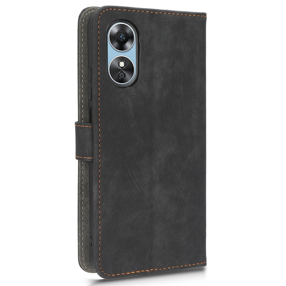 For Oppo A17 4G / A17k 4G Phone Cover RFID Blocking PU Leather Wallet Phone Stand Case with Strap