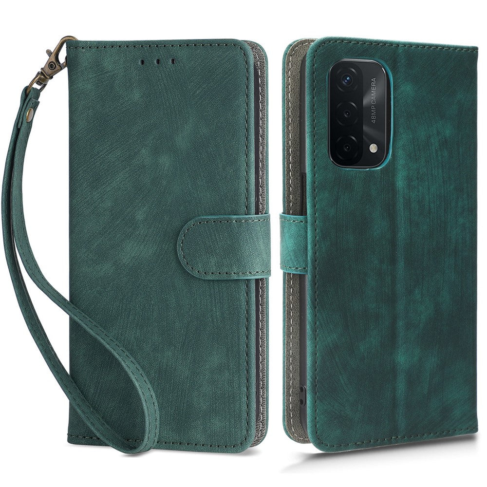 For Oppo A93 5G / A74 5G / A54 5G Phone Wallet Case RFID Blocking PU Leather Stand Cover with Strap