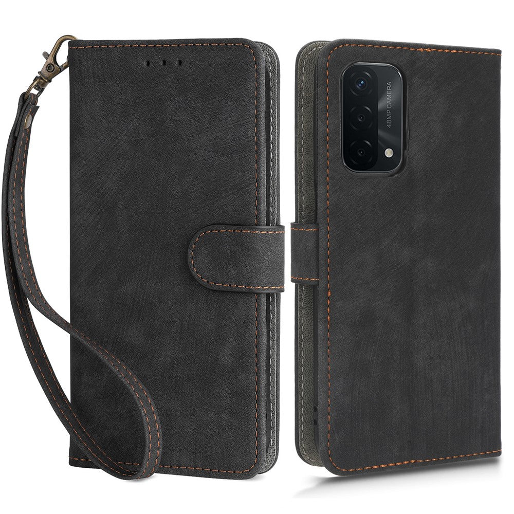 For Oppo A93 5G / A74 5G / A54 5G Phone Wallet Case RFID Blocking PU Leather Stand Cover with Strap