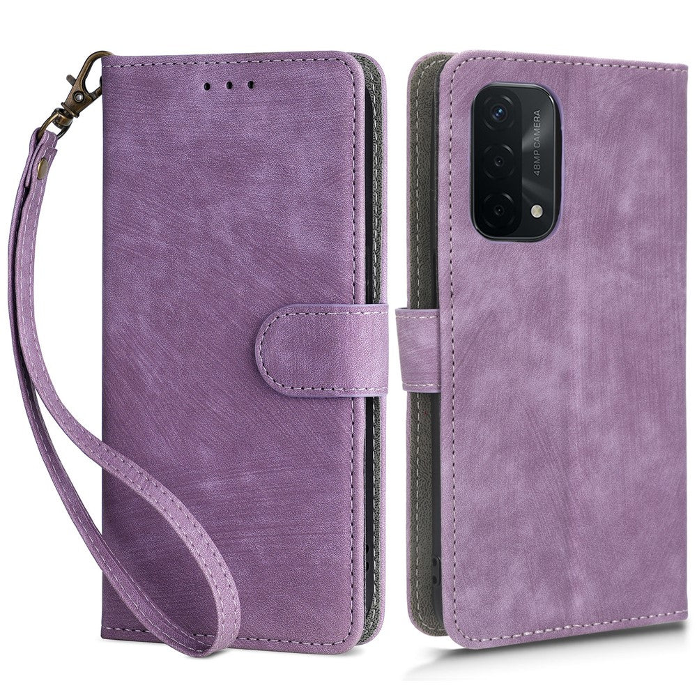 For Oppo A93 5G / A74 5G / A54 5G Phone Wallet Case RFID Blocking PU Leather Stand Cover with Strap