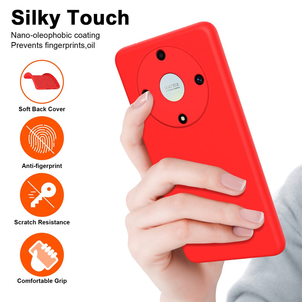 Back Cover for Honor X9a 5G / Magic5 Lite 5G 2.2mm Thickness Fiber Lining Rubberized TPU Phone Case