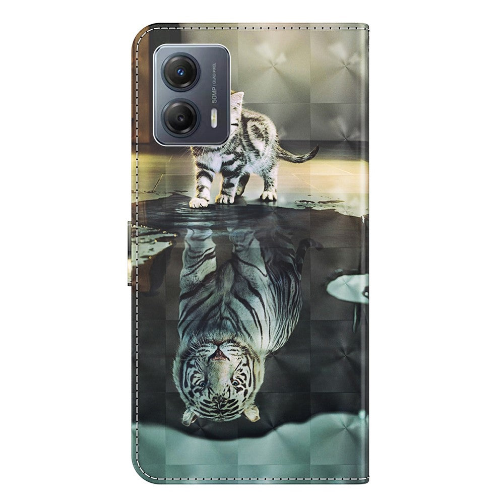 For Motorola Moto G13 4G / G23 4G / G53 5G PU Leather Cover 3D Pattern Printing Stand Wallet Phone Case