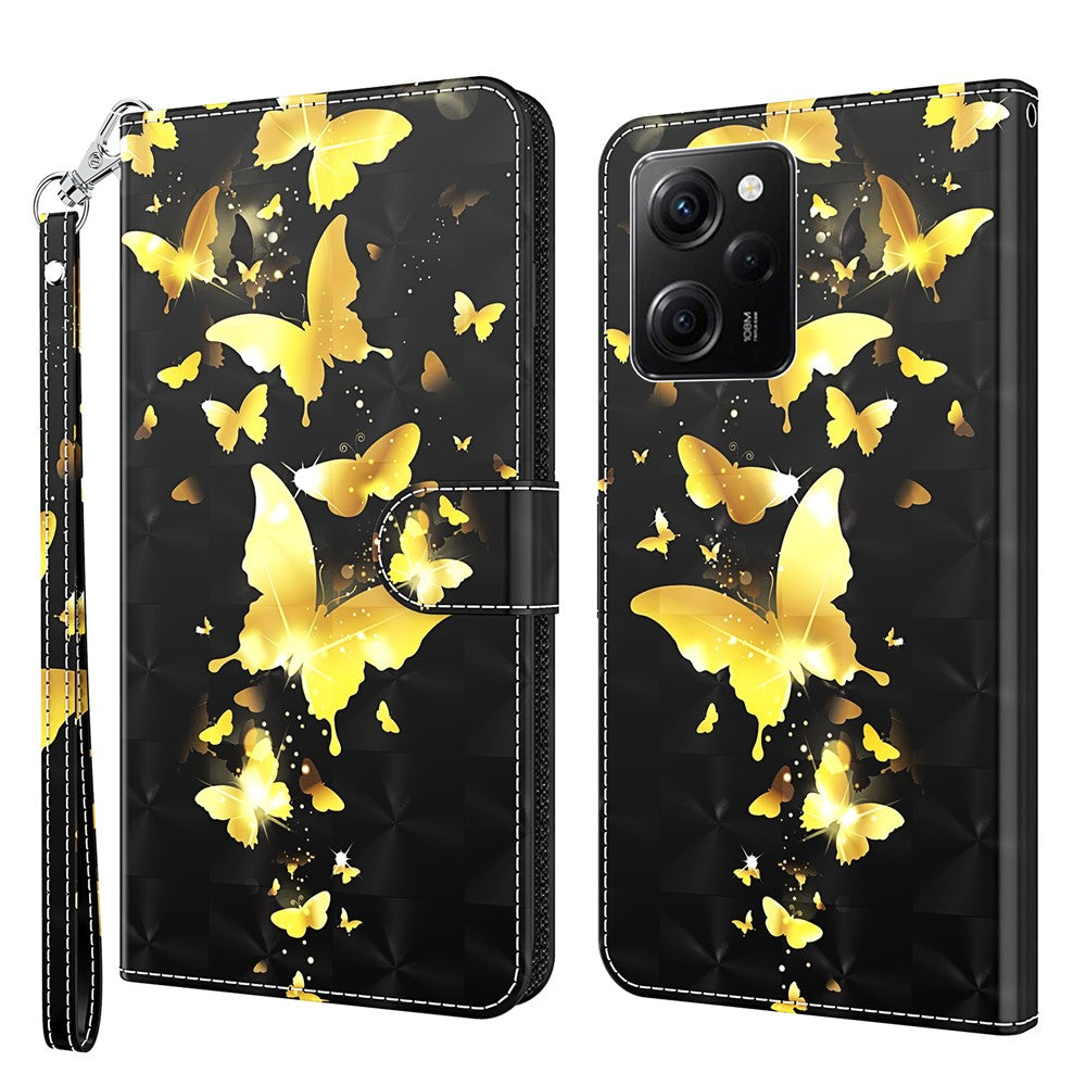 Xiaomi Redmi Note 12 Pro 5G / Note 12 Pro Speed 5G / Poco X5 Pro 5G Lädermobilskal 3D-mönsterutskrift Fodral Stativ Plånbok