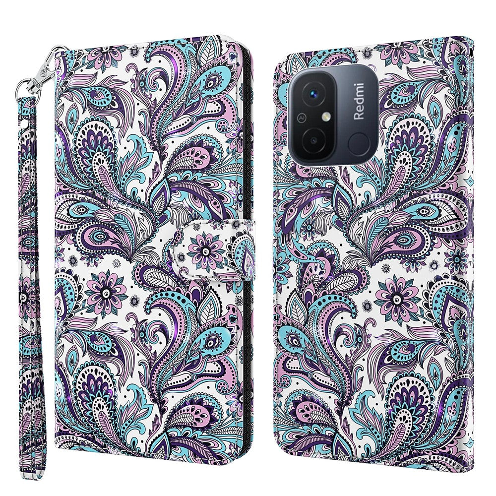 For Xiaomi Redmi 11A 4G / 12C 4G PU Leather Flip Phone Case 3D Pattern Printing Stand Wallet Cover