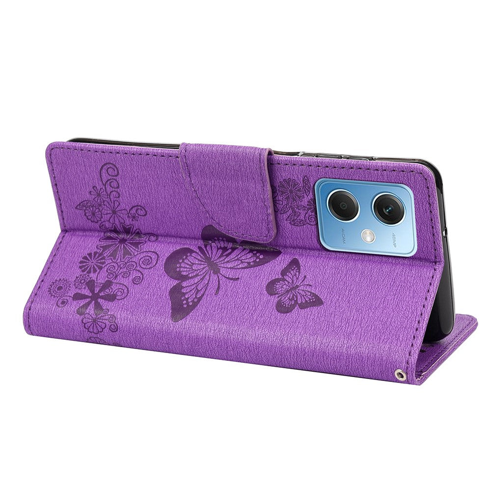 Xiaomi Redmi Note 12 5G (Global) / (Indien) / (Kina) / Poco X5 5G mobilfodral i läder, plånboksfodral med fjärilar och blommönster