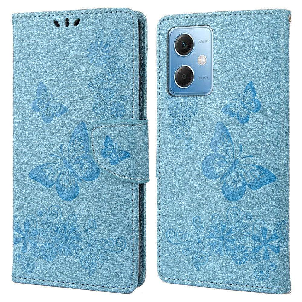 Xiaomi Redmi Note 12 5G (Global) / (Indien) / (Kina) / Poco X5 5G mobilfodral i läder, plånboksfodral med fjärilar och blommönster